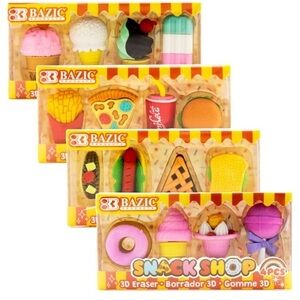 Bazic Snack Shop 3D Erasers Set, Back to School fun